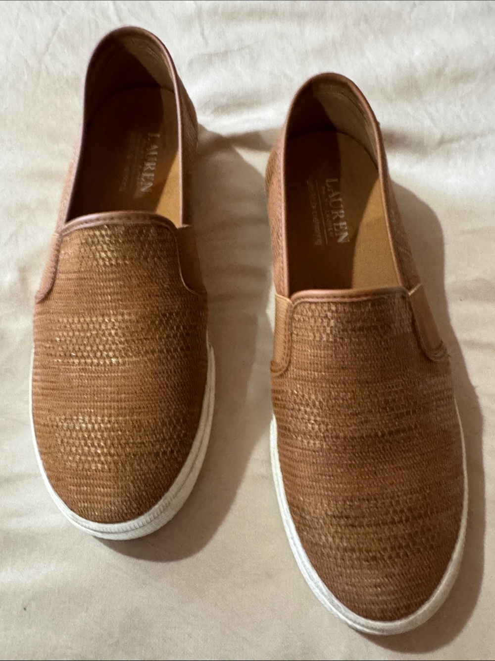 Lauren Ralph Lauren Tan Woven Slip-On Sneakers💕